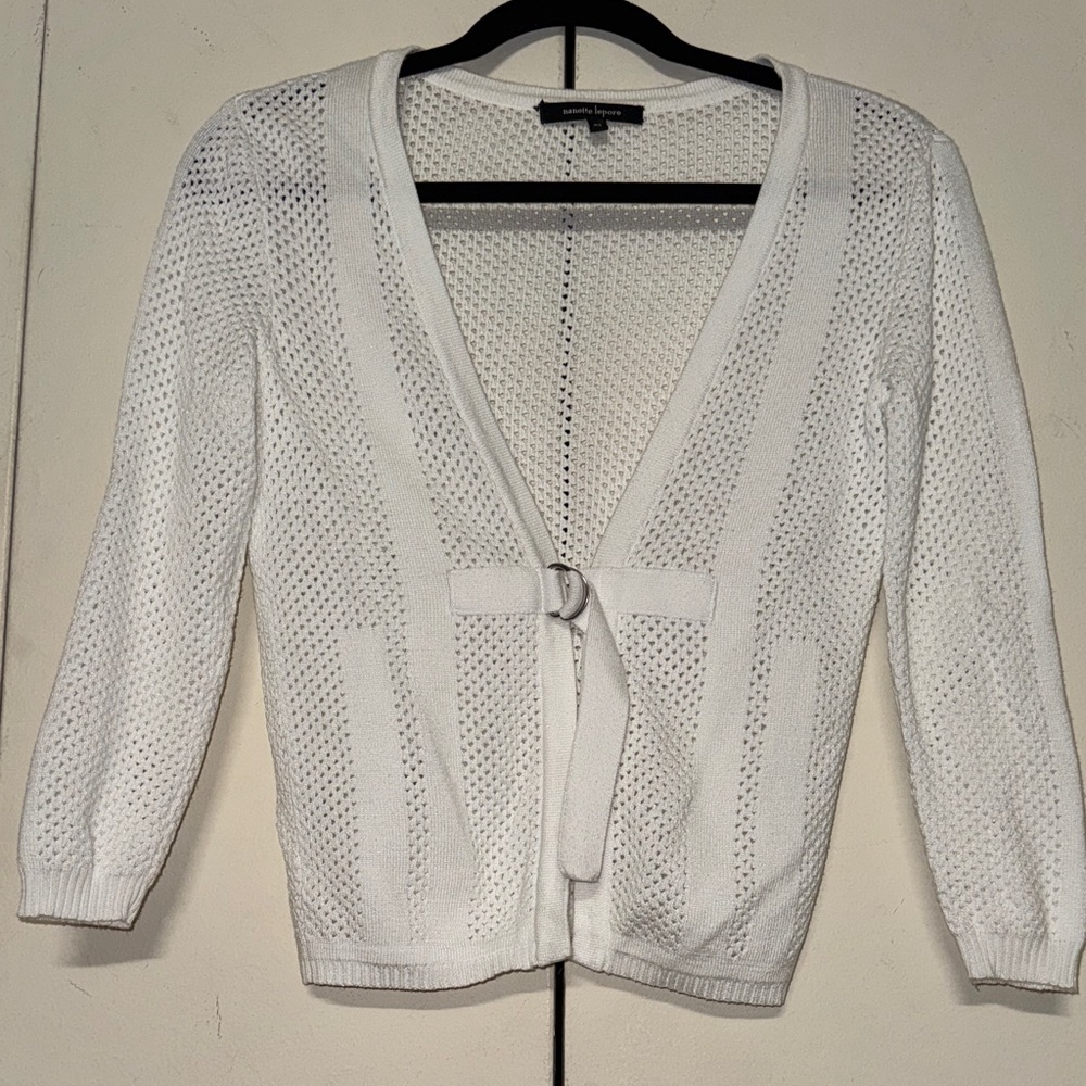 Nanette Lepore White Tie-Front Cardigan